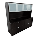 Used OTG Double 2-Drawer 36in Lateral File Cabinets w/ 4-Door Hutch in Espresso