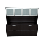 Used OTG Double 2-Drawer 36in Lateral File Cabinets w/ 4-Door Hutch in Espresso