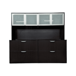 Used OTG Double 2-Drawer 36in Lateral File Cabinets w/ 4-Door Hutch in Espresso