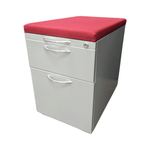 Pre-Owned AIS Metallic Silver Mobile Ped | Red Cushion Top | Premium Office Storage