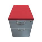 Pre-Owned AIS Metallic Silver Mobile Ped | Red Cushion Top | Premium Office Storage