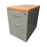 Pre-Owned AIS Grey Metallic Mobile Ped | Orange Cushion Top | Secure Office Storage Solution