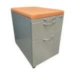 Pre-Owned AIS Grey Metallic Mobile Ped | Orange Cushion Top | Secure Office Storage Solution
