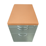 Pre-Owned AIS Grey Metallic Mobile Ped | Orange Cushion Top | Secure Office Storage Solution
