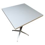 Used Bernhardt White Square Bar Height Table w/ Chrome Base, 30inX30inX42.5in