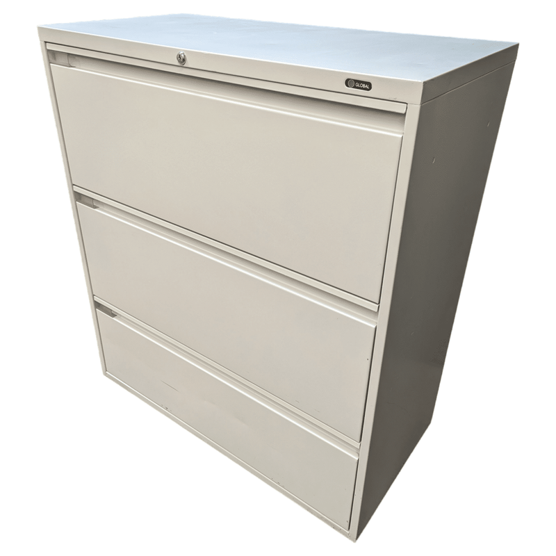 Pre-Owned Global Light Grey 3-Drawer Lateral File Cabinet | Professional Office Storage