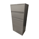 Pre-Owned Knoll 5-Drawer Dark Grey Lateral File Cabinet | 30x18x64.25 Professional Storage