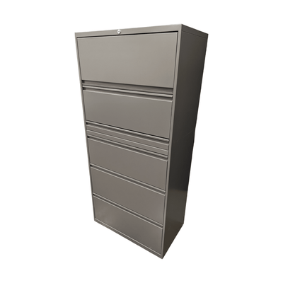 Knoll 5-Drawer 30in Dark Grey Lateral File Cabinet, 30inx18inx64-1/4in