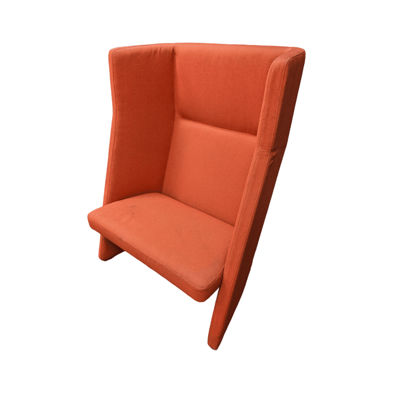 Pre-Owned Keilhauer Talk 8711 HB Lounge Chair | Orangish Red Chrome Designer Seating