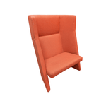 Pre-Owned Keilhauer Talk 8711 HB Lounge Chair | Orangish Red Chrome Designer Seating