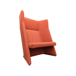 Pre-Owned Keilhauer Talk 8711 HB Lounge Chair | Orangish Red Chrome Designer Seating
