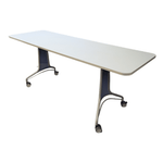 Pre-Owned KI Trek 72x24 Mobile Training Table | White Top Grey Base | Professional Conference Furniture