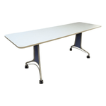 Pre-Owned KI Trek 72x24 Mobile Training Table | White Top Grey Base | Professional Conference Furniture