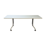 Pre-Owned KI Trek 72x24 Mobile Training Table | White Top Grey Base | Professional Conference Furniture