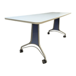 Pre-Owned KI Trek 72x24 Mobile Training Table | White Top Grey Base | Professional Conference Furniture