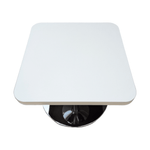 Used Allermuir 18in White Square Top Table with Round Chrome Base, JA3T