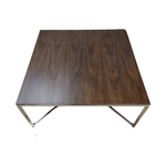 Used Square 36x36 Dark Wood Top Coffee Table with Chrome Base
