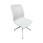 Pre-Owned OFS Armless Side Chair - White & Brown Fabric with Chrome Legs