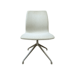Pre-Owned OFS Armless Side Chair - White & Brown Fabric with Chrome Legs