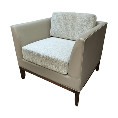 Bernhardt Club Chair 240417 | Pre-Owned Leather and Fabric Lounge Chair with Tan Leather Accents