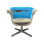 Pre-Owned Steelcase i2i Swivel Lounge Chair | Blue & White Fabric with Chrome Base | Vibrant Professional Seating