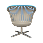 Pre-Owned Steelcase i2i Swivel Lounge Chair | Blue & White Fabric with Chrome Base | Vibrant Professional Seating