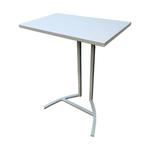 Pre-Owned Kimball Universal Pull-Up Table | White Top Grey Frame | Adjustable Height Mobile Desk