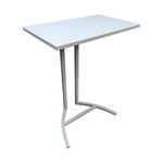 Pre-Owned Kimball Universal Pull-Up Table | White Top Grey Frame | Adjustable Height Mobile Desk