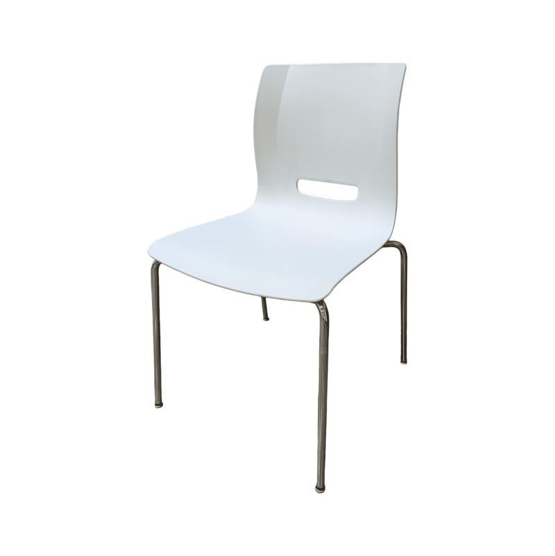Pre-Owned Allermuir White Plastic Side Chairs | Chrome Legs Stackable Office Seating
