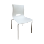 Pre-Owned Allermuir White Plastic Side Chairs | Chrome Legs Stackable Office Seating