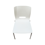 Pre-Owned Allermuir White Plastic Side Chairs | Chrome Legs Stackable Office Seating