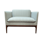 Pre-Owned Bernhardt Atlantic 35.5" Wide Armchair | Patterned Fabric Wood Legs Designer Seating