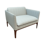Pre-Owned Bernhardt Atlantic 35.5" Wide Armchair | Patterned Fabric Wood Legs Designer Seating