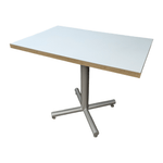 Used Enwork 24inX36in White Rectangular Breakroom Table with Grey Metal Base