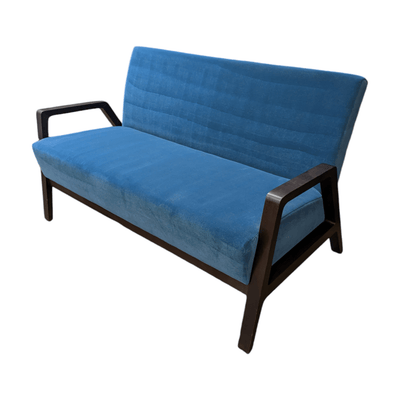 JSI Finn Loveseat - Blue Fabric and Espresso Wood Frame