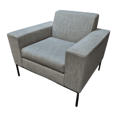 HBF Blueish Grey Fabric Max Lounge Chair, Black Metal Legs