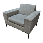 Pre-Owned HBF Max Lounge Chair – Bluish Grey Fabric with Black Metal Legs