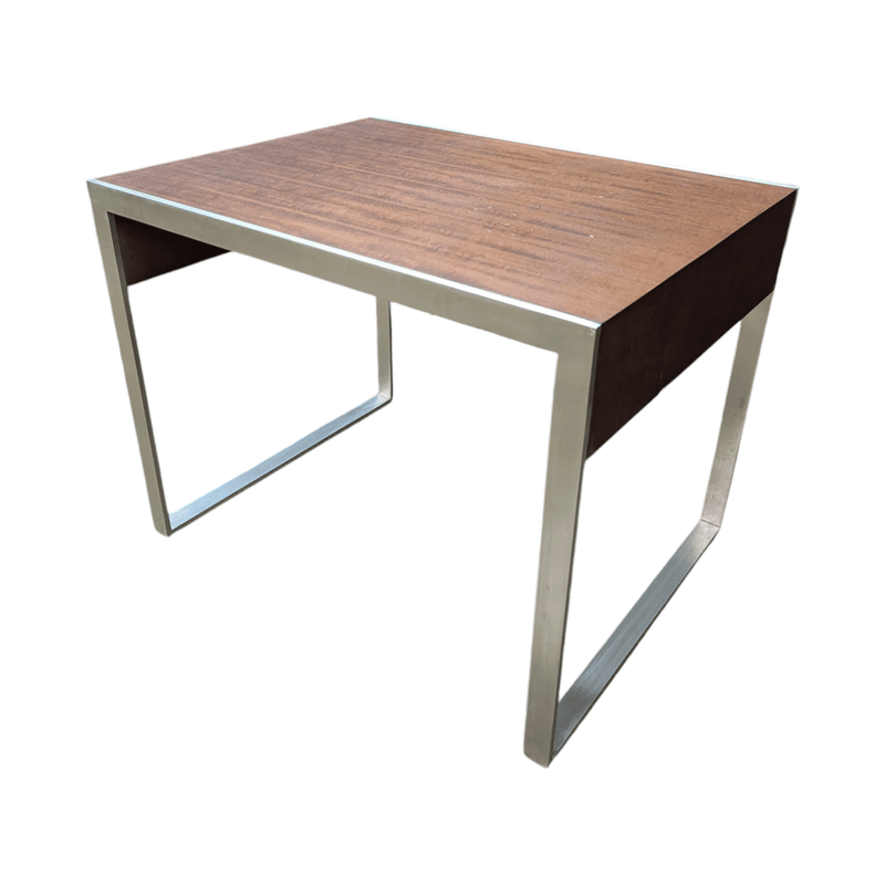 Bernhardt Wooden End Table with Chrome Frame, 26inx20inx20in