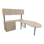 Maple Bowfront LH L-Shape Desk with Hutch