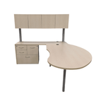 Maple Bowfront LH L-Shape Desk with Hutch