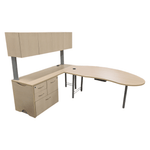 Maple Bowfront LH L-Shape Desk with Hutch