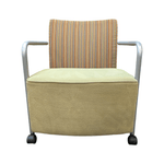 Pre-Owned Herman Miller Celeste Lounge Chair | Yellow Seat Striped Back Modern Design