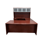 Pre-Owned Gunlocke LH U-Shape Bow Front Desk w/ Hutch and Credenza – Cherry
