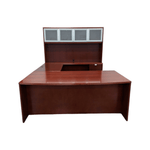 Pre-Owned Gunlocke RH U-Shape Bow Front Desk w/ Hutch & Credenza – Cherry