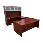 Pre-Owned Gunlocke LH U-Shape Bow Front Desk w/ Hutch and Credenza – Cherry