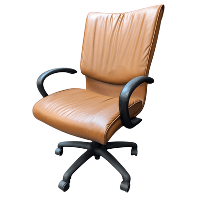 Pre-Owned Neutral Posture Conference Chair, Dark Saddle Leather/Black Frame