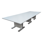 Steelcase 3-Section White Top Grey Metal Base Mobile Conference Table 13-1/2ft