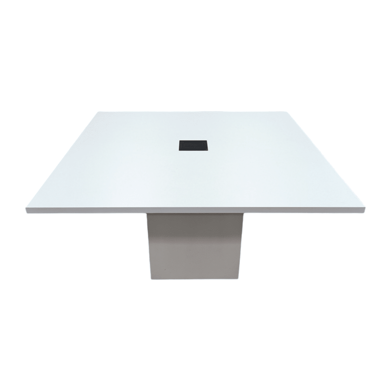 Steelcase White Square Top Table with Power, 54inX54in