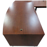 Novikoff 84″ Bowfront L-Shape Sit to Stand Desk With Hutch & Storage Cabinet
