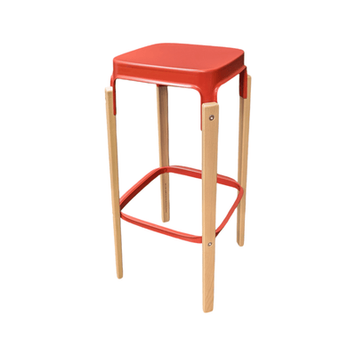 Magis Steel wood Red 31in Barstool by Bouroullec